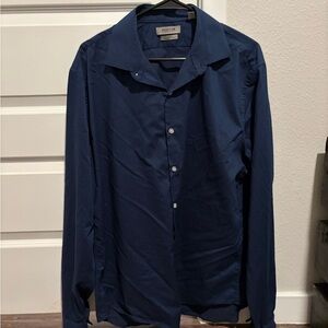 Kenneth Cole Reaction Men’s Navy Blue Button Down Dress Shirt